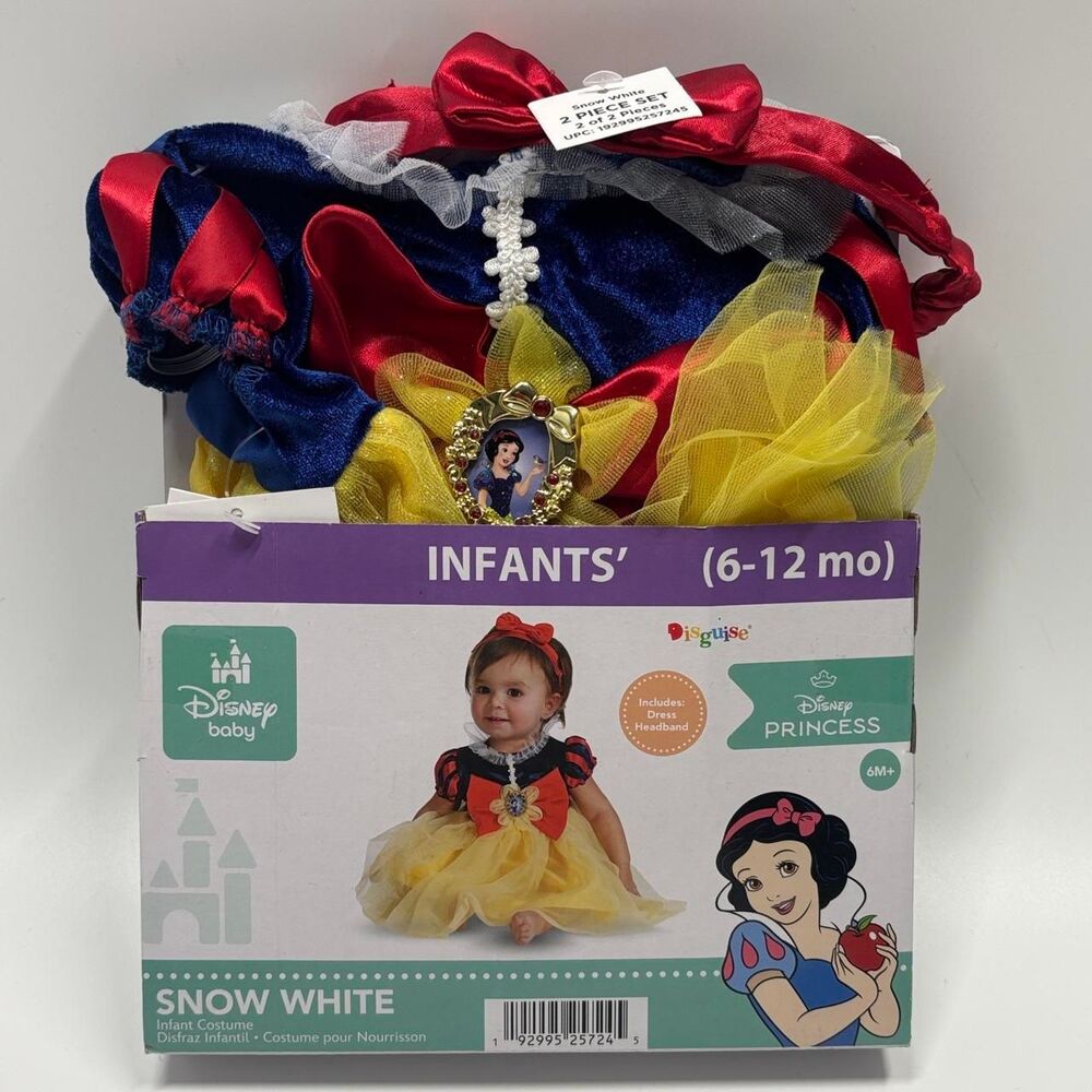 NWT Disney Baby Snow White Princess Halloween Costume / Dress Up Gown 6/12 Mo